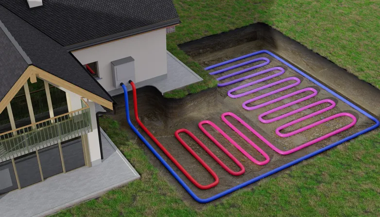 Geothermal HVAC underground illustration