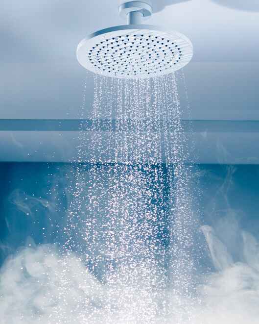 Hot water from shower head