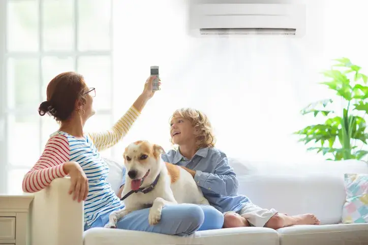 woman operating a ductless unit