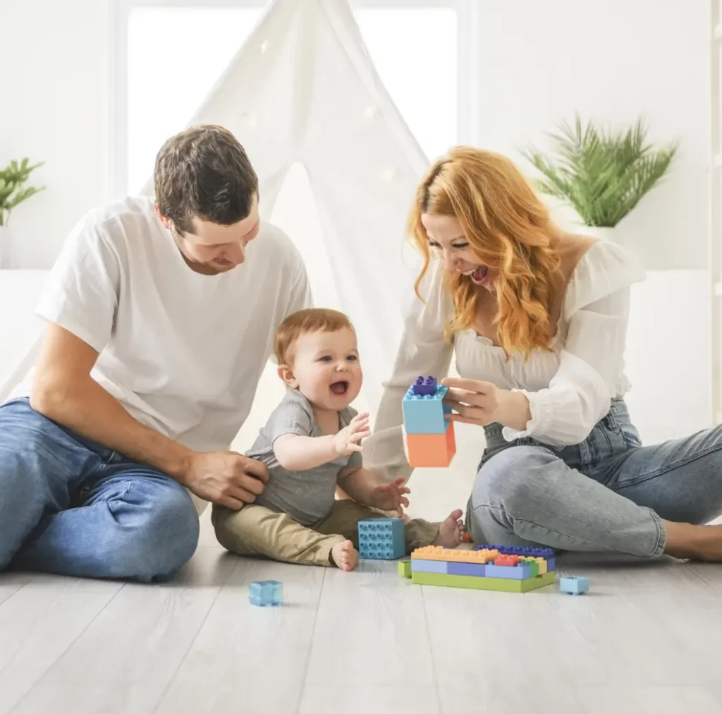 family playing inside home