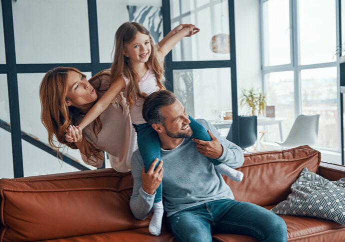 cheerful young family